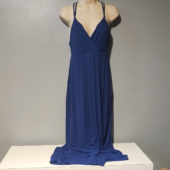Willi Smith Elegant Blue Women's Faux Wrap Front Maxi Dress - Picture 9 of 17